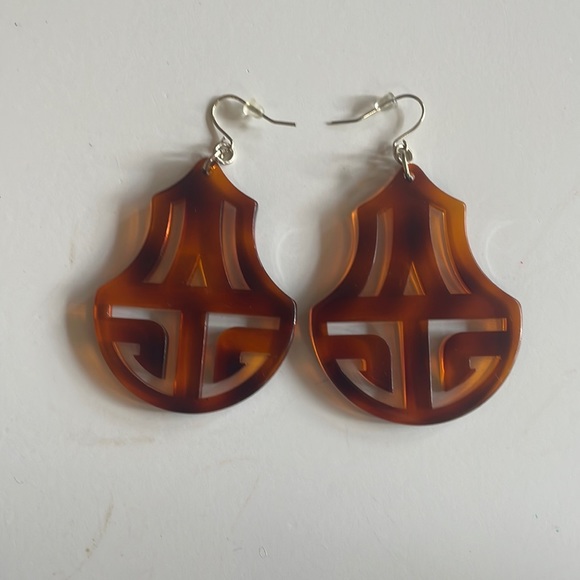 Jewelry - NWOT Fun Tortoise Shell Chunky Dangly Earrings